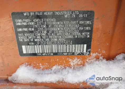 2014 Subaru Xv Crosstrek 2.0I Premium из США, поврежденный, VIN JF2GPAVC2E8215814